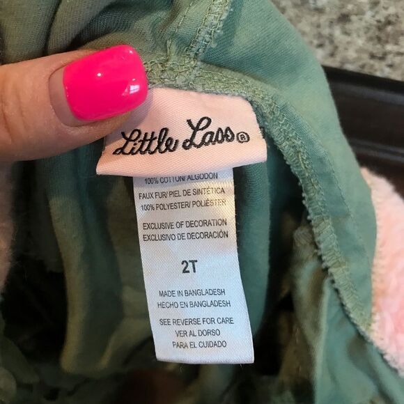 Little lass Green and pink  utility jacket Size 2T - Picture 4 of 7